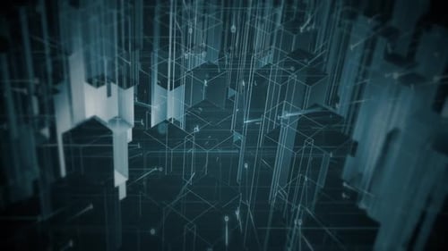 Blauer Wireframe-Binärcode-