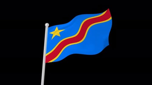 Democratic Republic of Congo National Flag Waving Animation