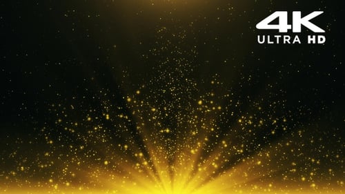 Golden Sparkling Particles Rising Light Loop Background