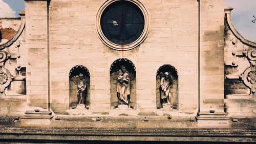 Aerial drone view of a flying over the Catholic Cathedral.