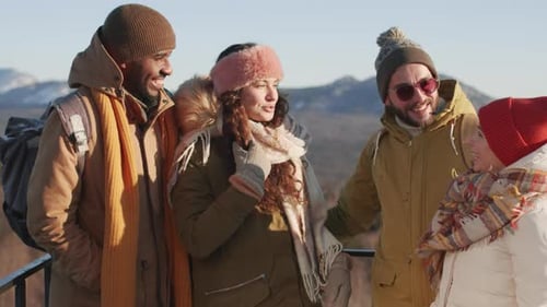 Friends on a Mountain Trip Talking