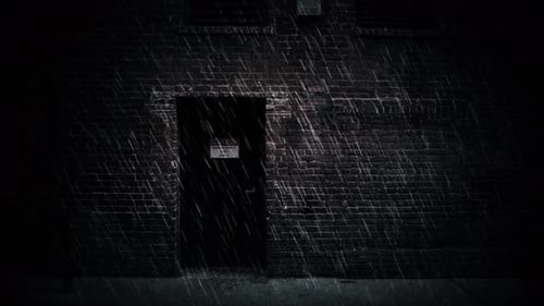 Windy Heavy Rain Urban City Brick Building Background Loop