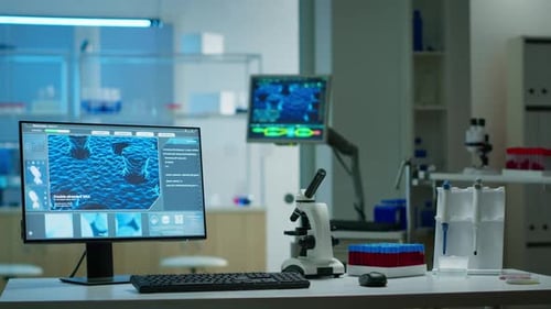 Clinical Laboratory with Medical Research Equipment and Computers