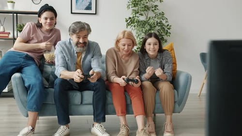 Family Game Night at Home on the Couch