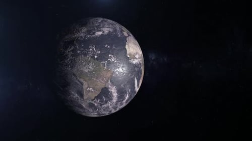Realistic 3D Earth Rotation from Space with Visible Continents and City Lights