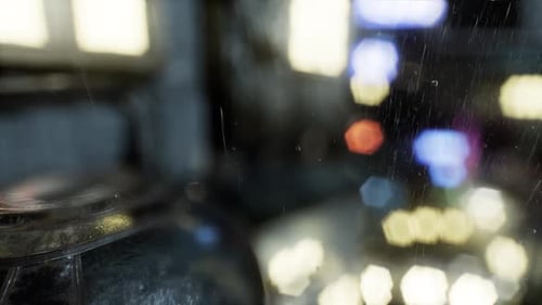Realistic Rain on Glass with Bokeh City Lights