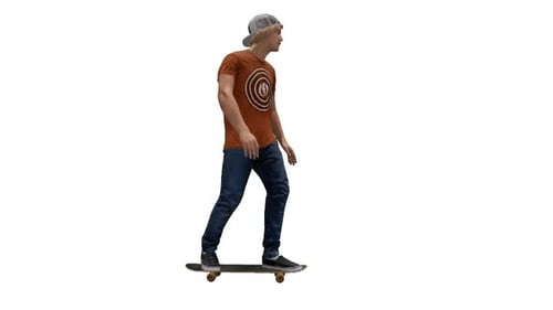 Animated Young Man Skateboarder Riding Transparent Background
