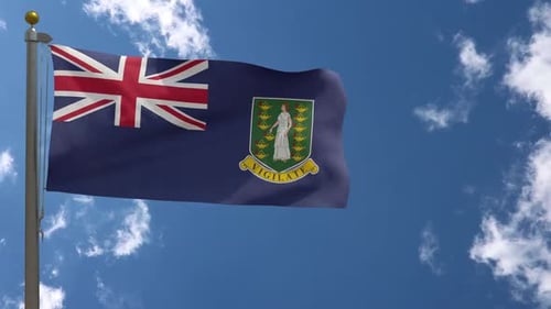 British Virgin Islands Flag Waving Against Blue Sky