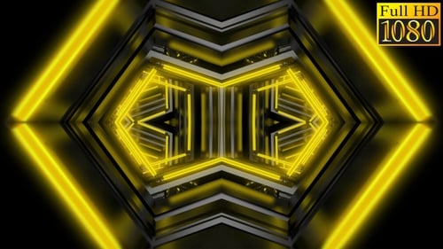 Abstract Geometric Neon Light Tunnel Loop Background