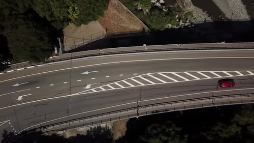Traffic on Bridge, 2 Lane Road with Cars