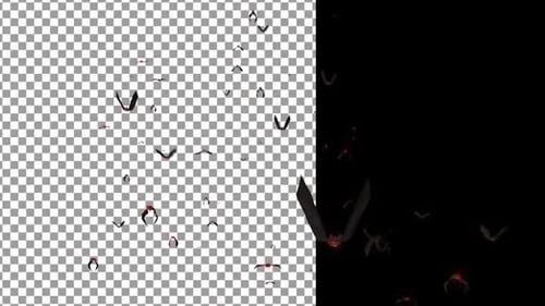 Flying Bats with Glowing Red Eyes Alpha Channel Animation