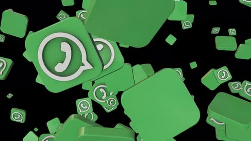 3D WhatsApp Logos Falling Seamlessly Looping Animation