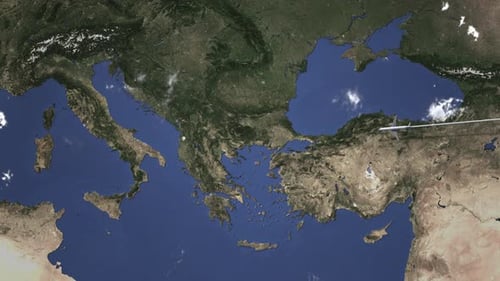 Airliner Flying To Tirana Albania From East