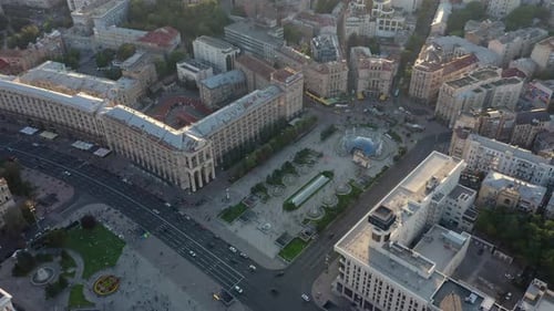 Aerial View of Bustling City Square