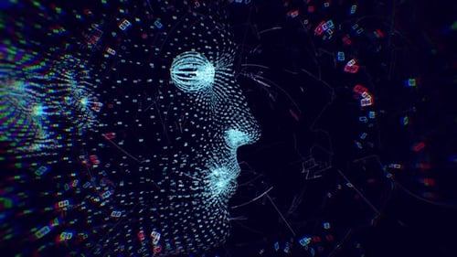 Technology Background With Data Human Face