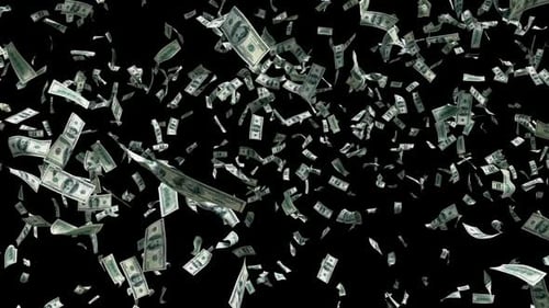 Realistic Falling Money Hundred Dollar Bills Overlay
