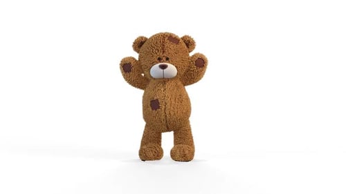 Cute 3D Animated Teddy Bear Waving
