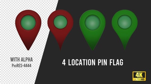 3D Rotating Location Pin Icons Pack with Alpha Channel