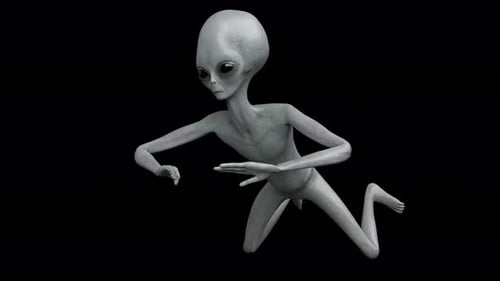 Animated Grey Alien Creature Crawling on Alpha Channel Loop