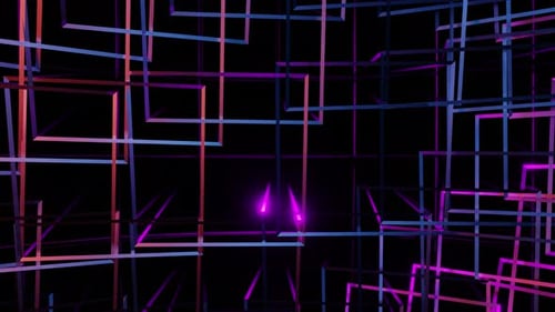Square Neon Colored Stripes Bright Background Vj Loop 4K
