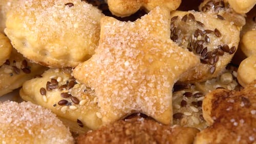 Cookies from shortbread dough. The rotate on the plate.