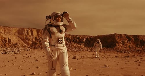 Astronauts Searching Location for Base on Mars