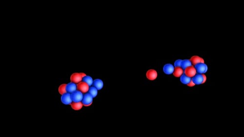 Animated Red and Blue Atomic Particles Movement with Alpha Channel
