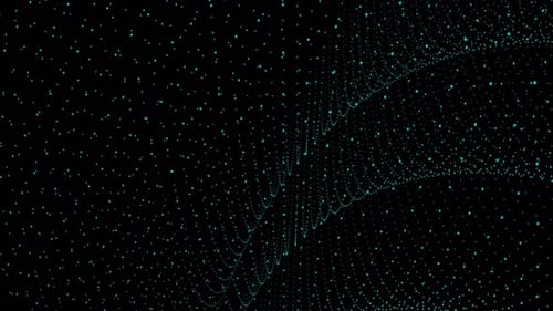 cyan color particle wave background animation. Vd 1064