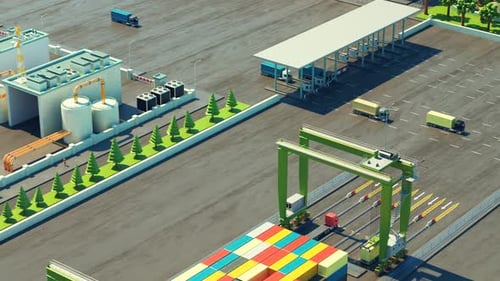 Loading container ships in the maritime terminal. Logistics in Industrial port