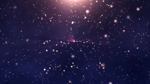 Particules brillantes sur fond bleu