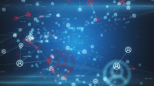 Digital Social Network Connection Animation with User Icons