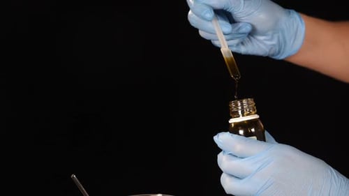 In Chemical Laboratory of Cosmetics or Perfumery Production