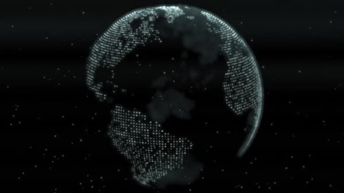 Futuristic Digital Earth Planetary Globe Grid Glowing Hologram - 1080p