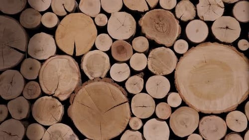 Wooden Logs Stacked in Attractive Abstract Design