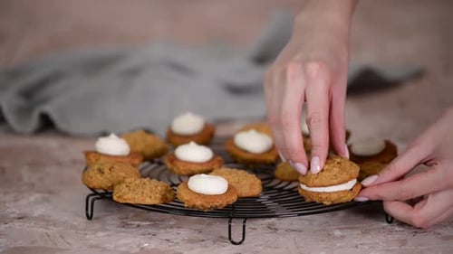Making Cream Cheese Sandwich Cookies on Rack