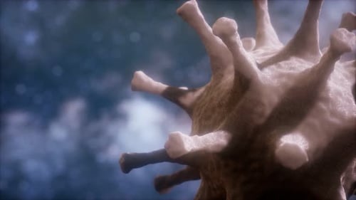 Microscopic Rotating Virus Cell Medical Background Animation