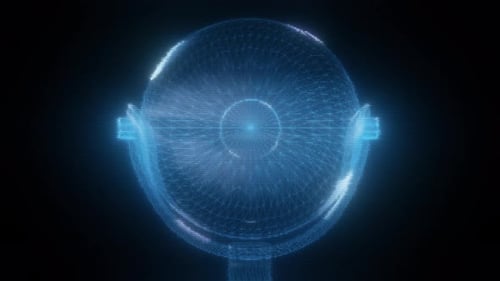 Cámara web, holograma, primer plano, 4k