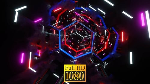 Túnel de néon hexagonal de ficção científica Vj Loop HD