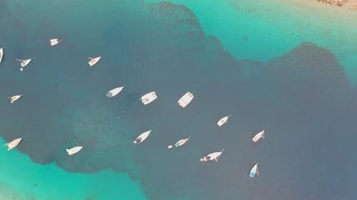 Drone Footage Aerial Top View of Catamaran Sailing in the Open Sea