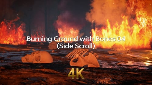 Burning Hellscape with Skeletons and Roaring Flames