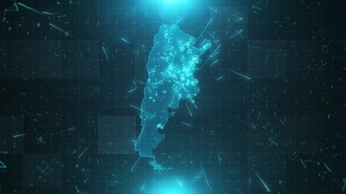 Futuristic Digital Map of Argentina with Network Data Points
