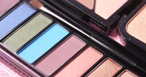 Macro View of Colorful Makeup Palettes