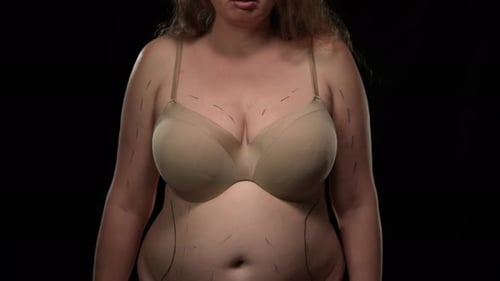 Woman With Lines Holding Scissors Mid Shot