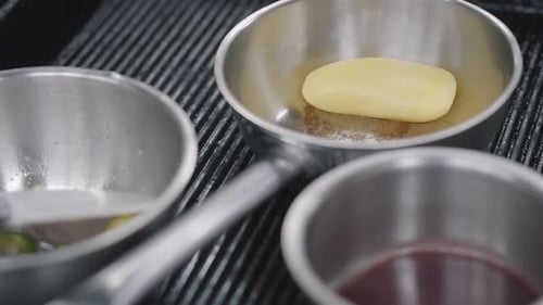 Potato Ball Frying on the Saute Pan
