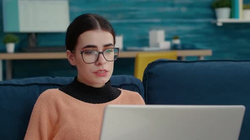 Woman On Laptop Talking On Video Call
