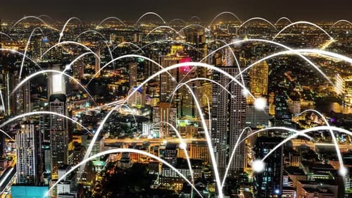 Futuristic Cityscape Network at Night