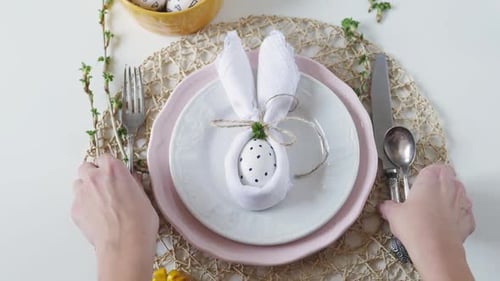 Easter Table Setting with Decorative Bunny Plate