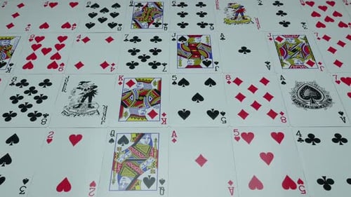 Playing Cards Arranged Neatly in an Overhead Shot