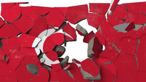 Breaking Wall with Painted Flag of Turkey