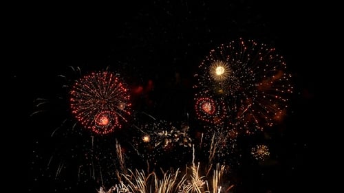 Colorful Fireworks Bursting in Night Sky for Celebrations